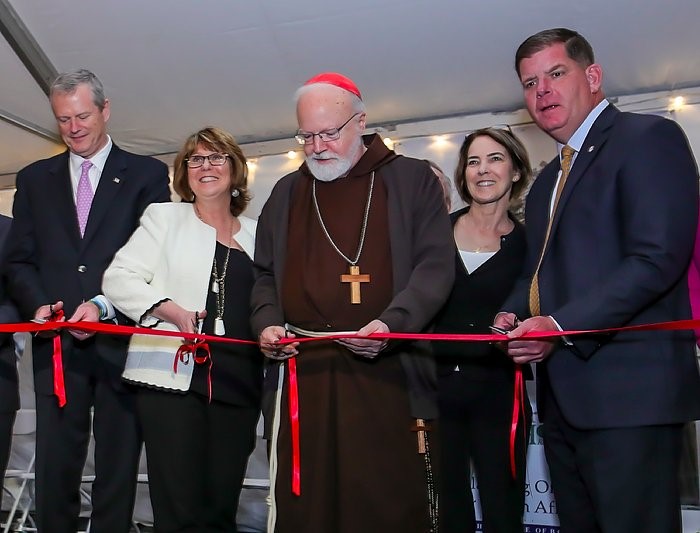 Cardinal Seán P. O’Malley, Governor Charlie Baker, and Mayor Martin J. Walsh Celebrate the Ribbon Cutting of The Union, an Affordable Housing Development in Downtown Boston