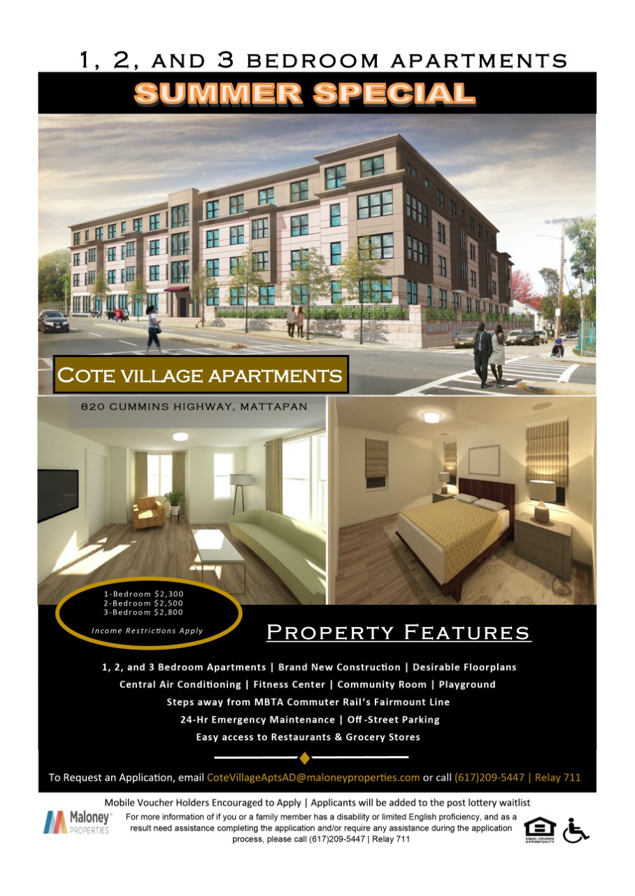 Cereal Hopeful Decay Openings at Cote Village Apartments in Mattapan! | Planning Office for  Urban Affairs - ARCHDIOCESE OF BOSTON